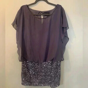 Xscape by Joanna Chen Women’s Size 14 Large Gray Sequin Blouse Blouson Top